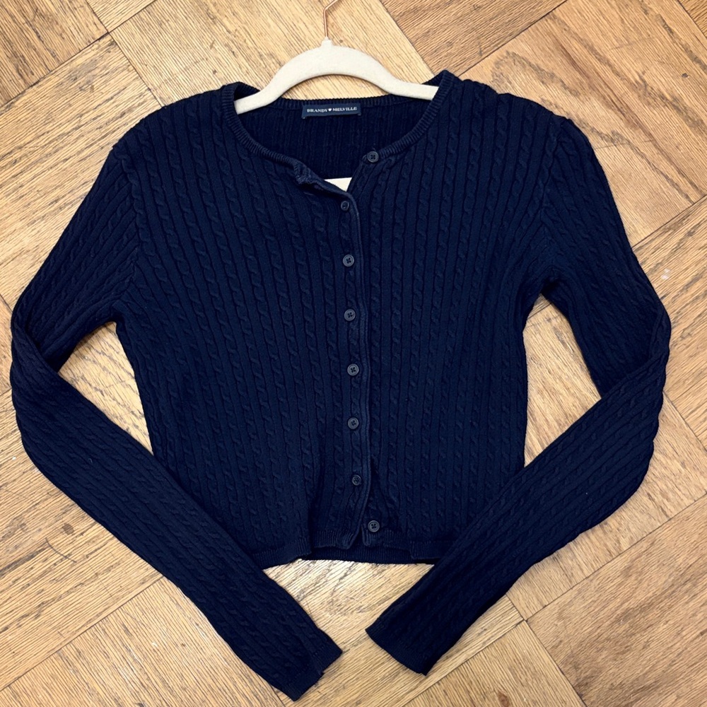 Brandy Melville Navy Cable Knit Cardigan